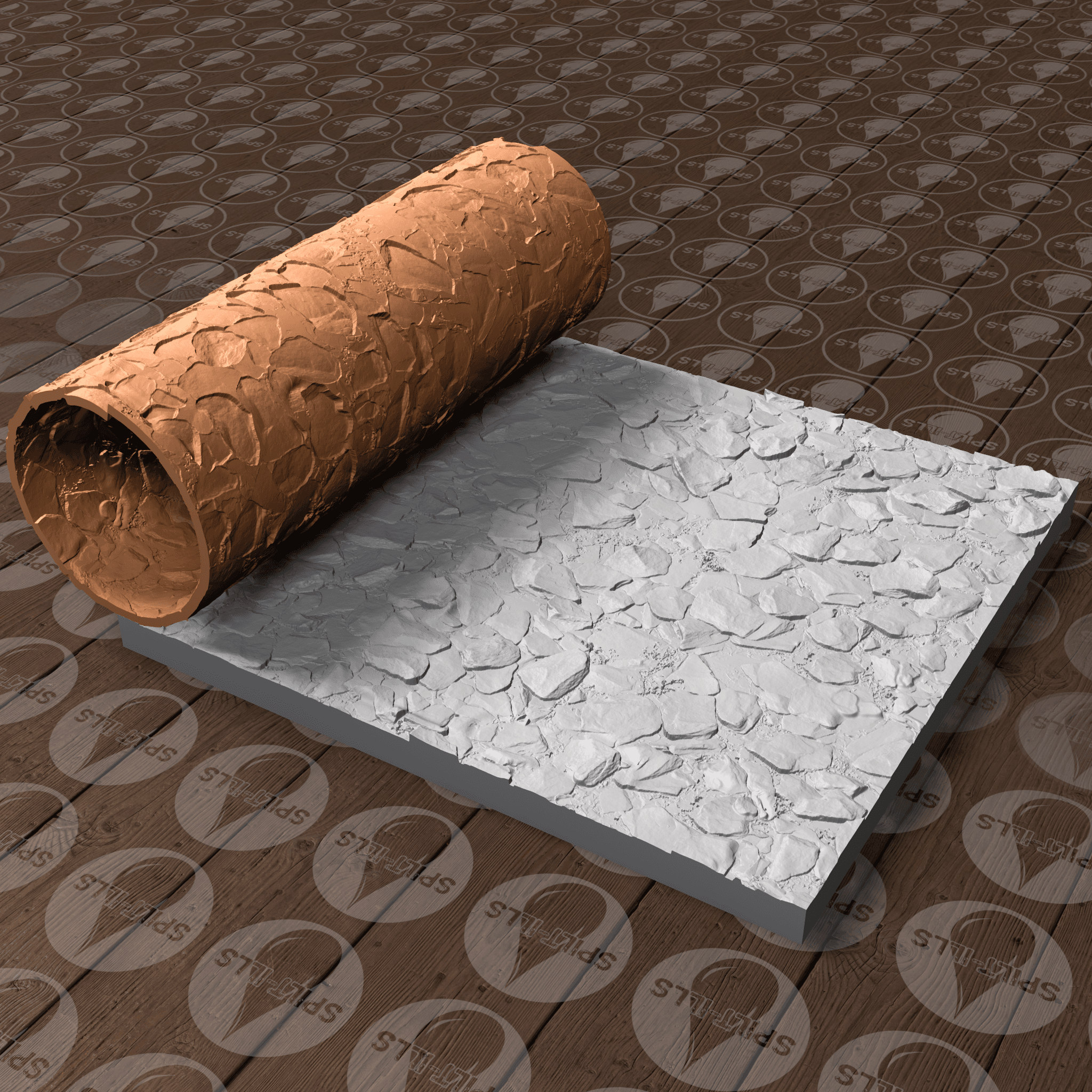 Thin Texture Roller (Low Resin Cost) – Rock Wall Or Path – 4.5 Inches Tall  - 3D model by tttristan0808 on Thangs